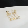 Cherry bow one-clip three-pair set of stud earrings for women, full diamond cherry bow four-prong diamond silver multi-ear hole combination earrings supply Item Picture